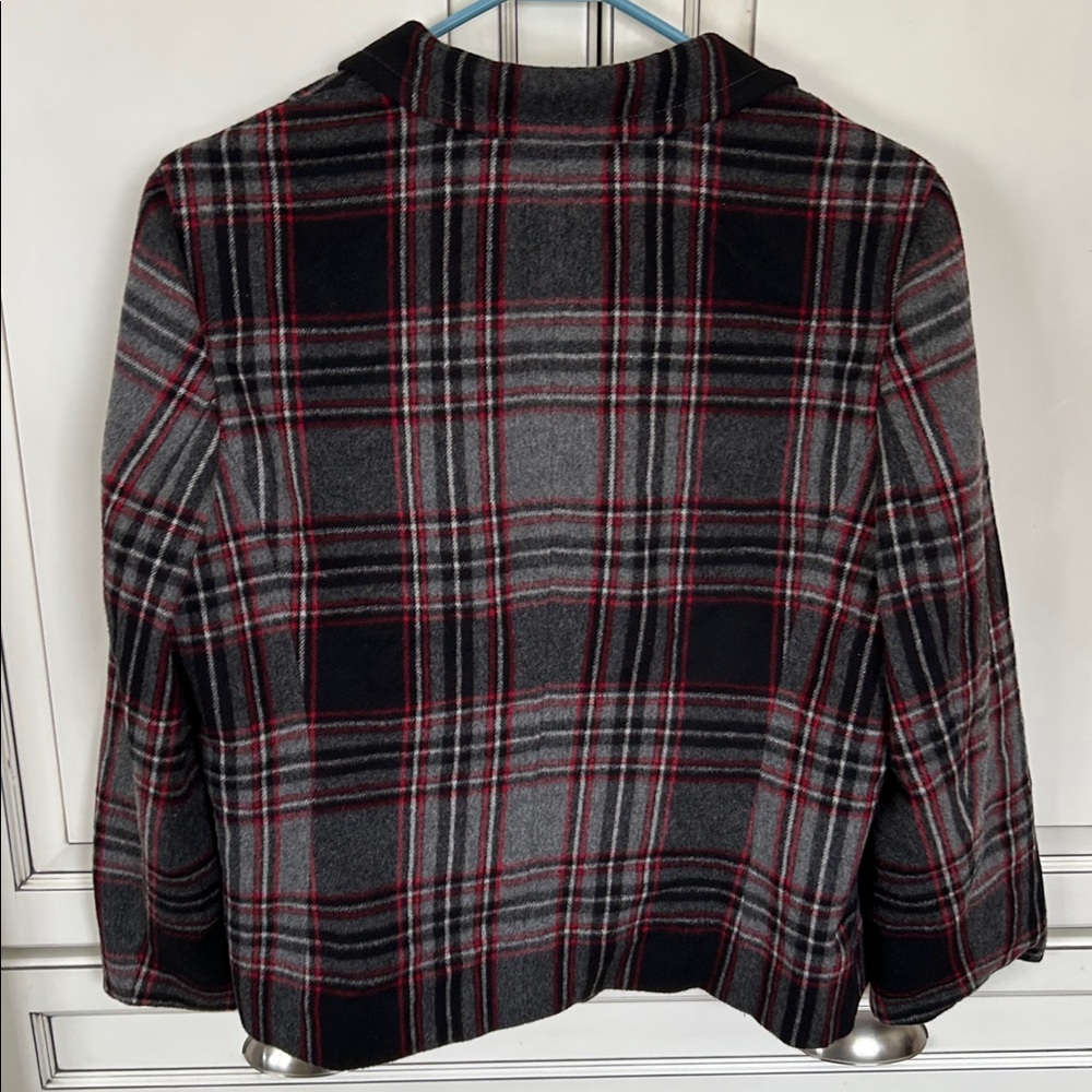 Talbots Black, Gray & Red Plaid Blazer Jacket - Picture 6 of 13